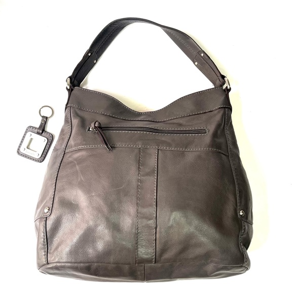 Tignanello Gray Leather Hobo Shoulder Bag - Picture 8 of 14